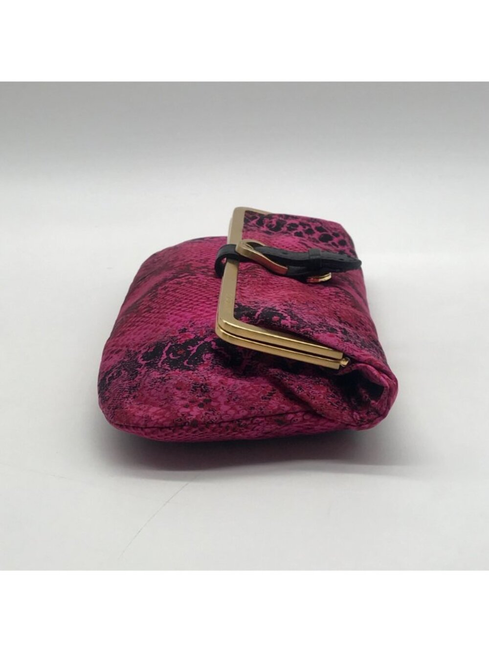 Jimmy Choo Pink Leather Python-Print Clutch - Picture 4 of 12